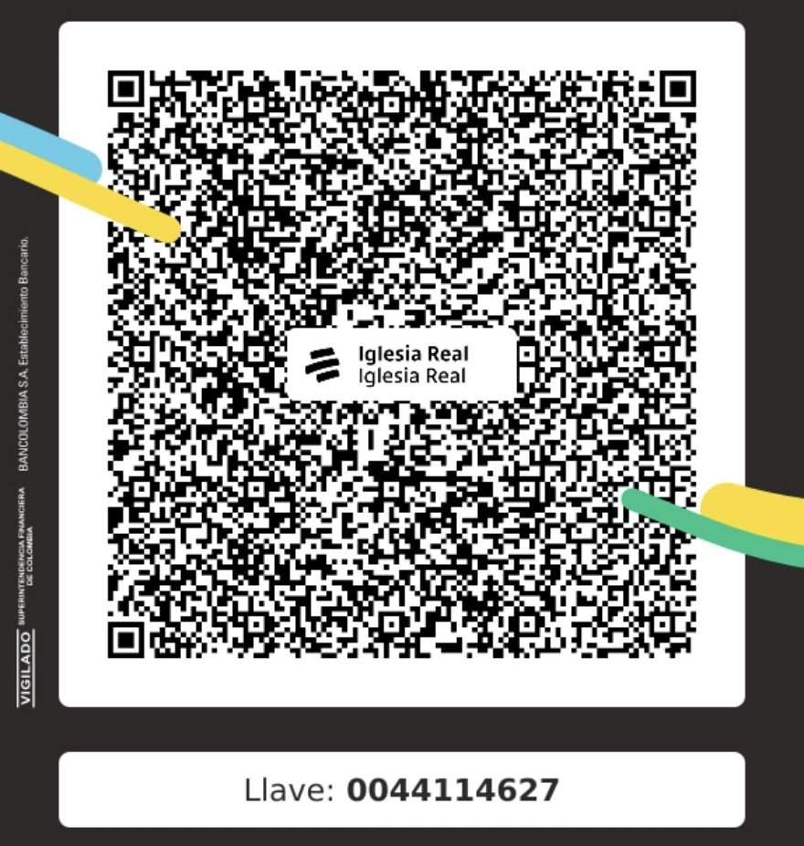 Código QR Bre-B de Iglesia Real para pagar desde cualquier banco