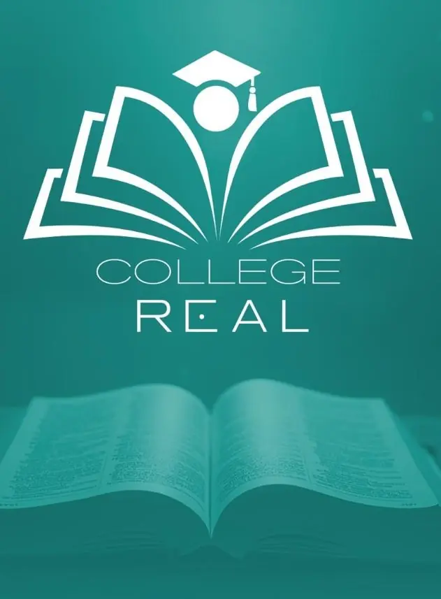 Logo de COLLEGE REAL sobre una Biblia abierta